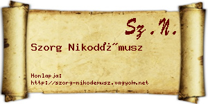 Szorg Nikodémusz névjegykártya
